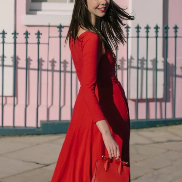 Soprano | 💋Vibrant Red Square Neck Line Long Sleeve Mini Dress - Picture 2 of 9